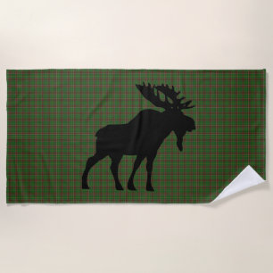 Newfoundland moose tartan beach towel