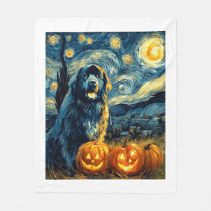 Newfoundland Newfie Cute Dog Halloween Jack O Lant Fleece Blanket