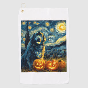 Newfoundland Newfie Cute Dog Halloween Jack O Lant Golf Towel