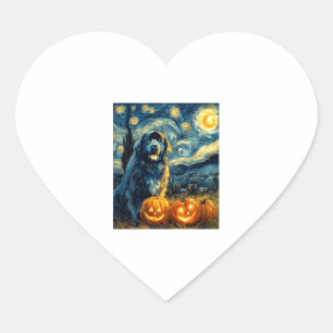 Newfoundland Newfie Cute Dog Halloween Jack O Lant Heart Sticker