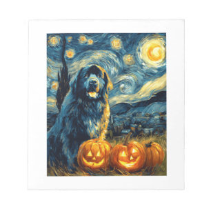 Newfoundland Newfie Cute Dog Halloween Jack O Lant Notepad