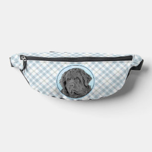 Newfoundland Painting Black Cute Original Dog Art Fanny Pack