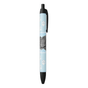 Newfoundland Painting - Cute Original Dog Art Black Ink Pen