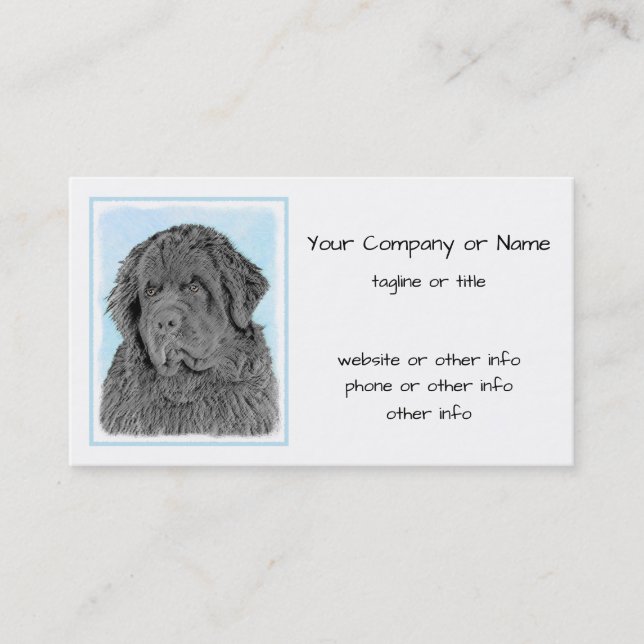 Newfoundland Painting - Cute Original Dog Art Business Card (Front)