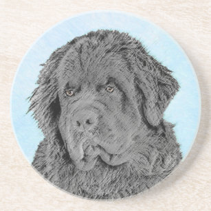 Newfoundland Painting - Cute Original Dog Art Coaster