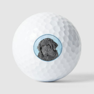 Newfoundland Painting - Cute Original Dog Art Golf Balls