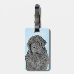 Newfoundland Painting - Cute Original Dog Art Luggage Tag