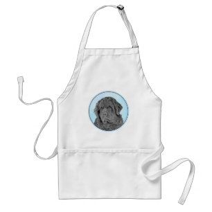 Newfoundland Painting - Cute Original Dog Art Standard Apron