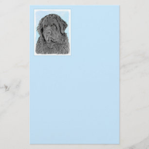 Newfoundland Painting - Cute Original Dog Art Stationery
