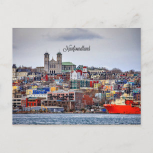 Newfoundland, panoramic cityscape photograph postcard