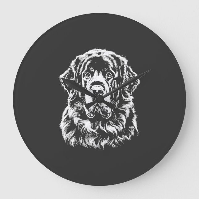 Newfoundland Portrait  Minimalist Apparel Large Clock (Front)