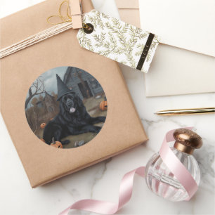 Newfoundland Pumpkins Halloween Scary  Classic Round Sticker