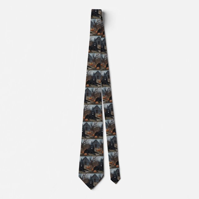 Newfoundland Pumpkins Halloween Scary  Tie (Front)