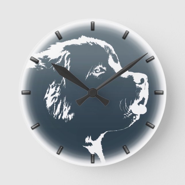 Newfoundland Pup Clock Dog Lover Wall Clock Decor (Front)