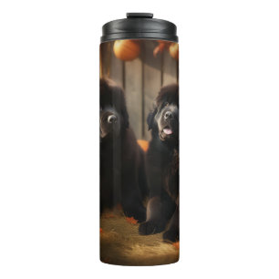 Newfoundland Puppy Autumn Delight Pumpkin Thermal Tumbler