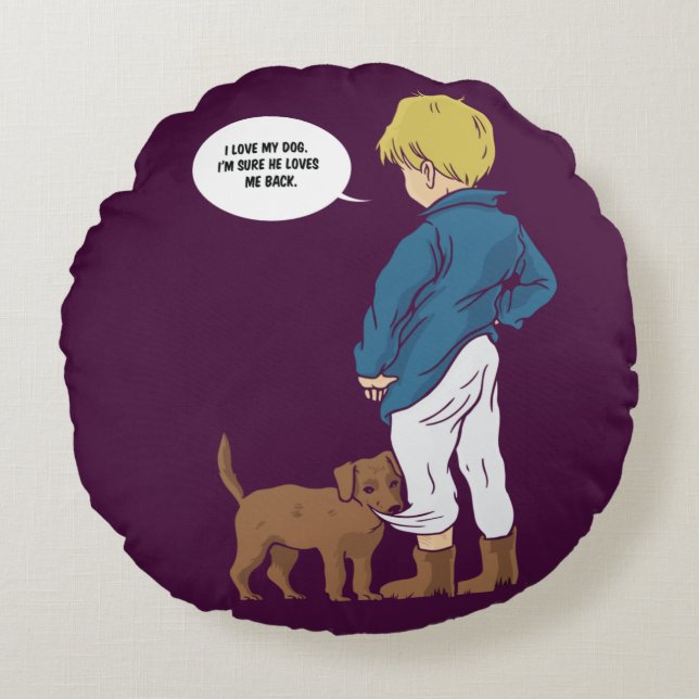 Newfoundland Puppy Round Pillow (Front)