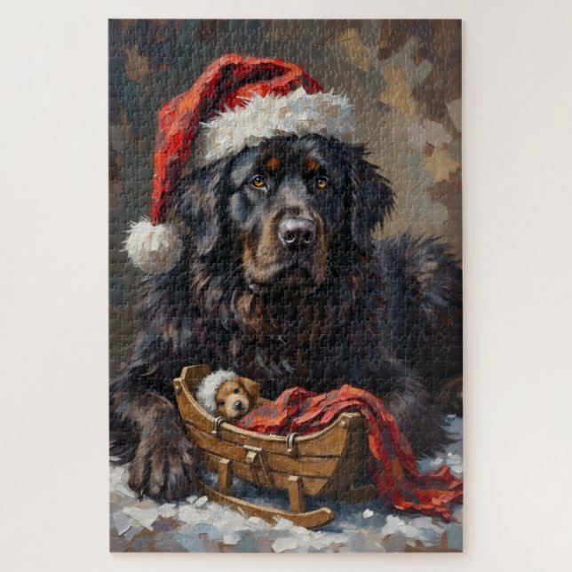 Newfoundland Quiet Christmas Night Guardian Hat Jigsaw Puzzle (Vertical)