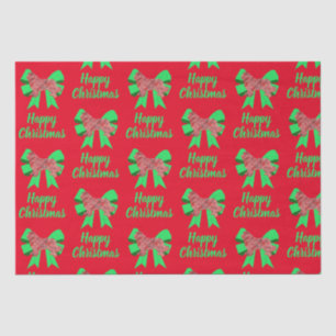 Newfoundland Red Christmas Dog & Green Bow Tissue Paper