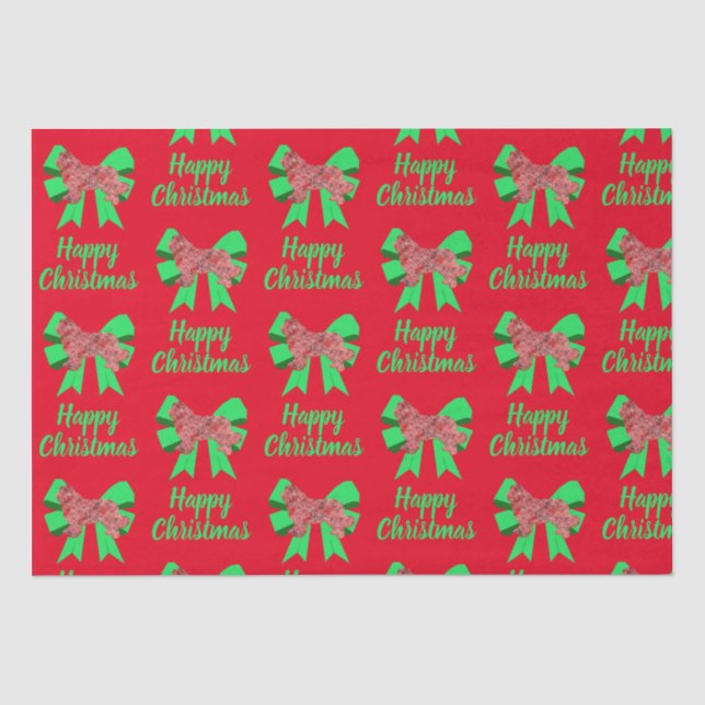 Newfoundland Red Christmas Dog & Green Bow Tissue Paper (Front)