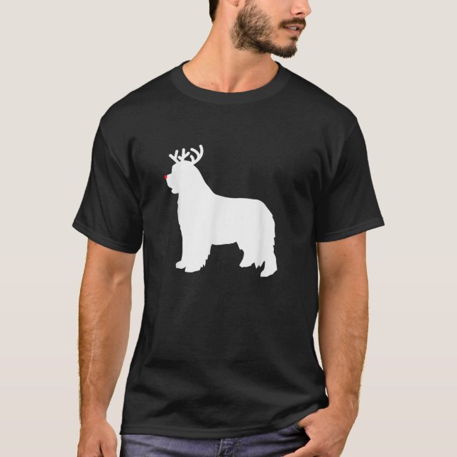 Newfoundland Reindeer Christmas Dog  T-Shirt (Front)