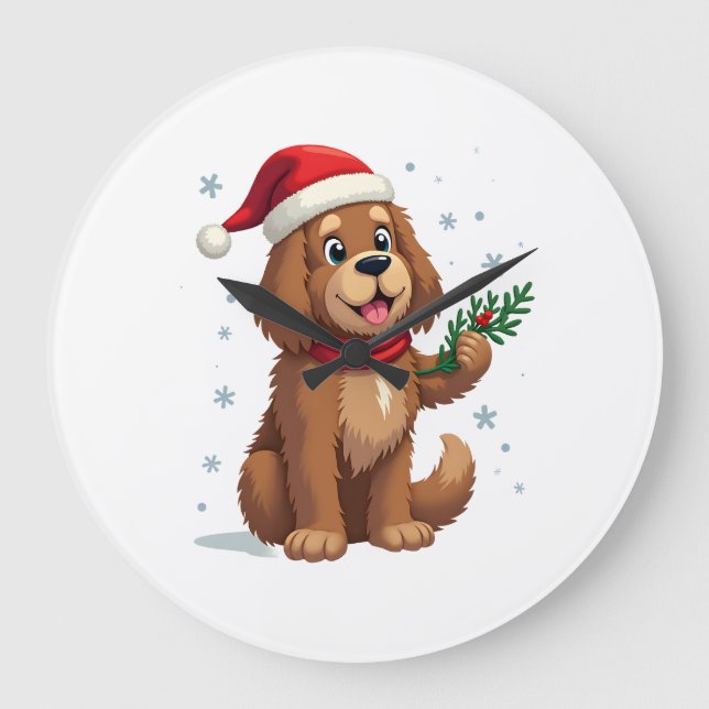 Newfoundland Santa Hat Large Clock (Front)