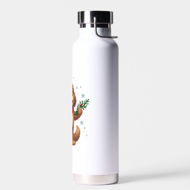 Newfoundland Santa Hat Water Bottle (Left)