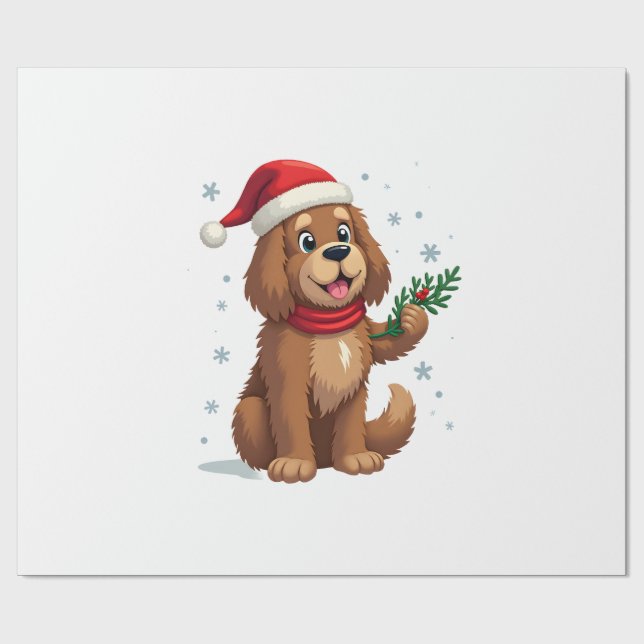 Newfoundland Santa Hat Wrapping Paper (Flat)