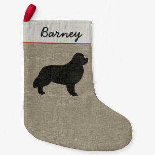 Newfoundland Silhouette with Custom Text Small Christmas Stocking