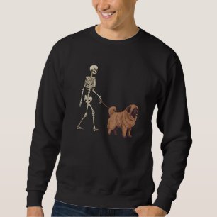Newfoundland Skeleton Dog Walking Halloween Dog Sweatshirt