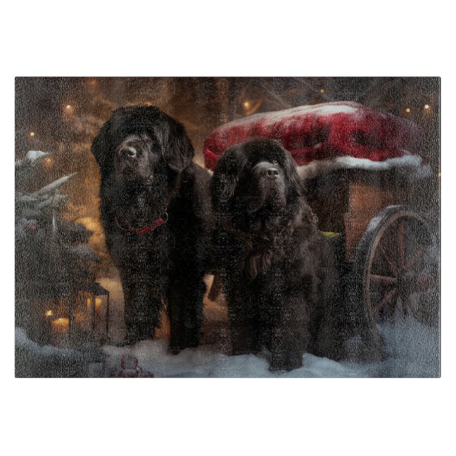 Newfoundland Snowy Sleigh Christmas Decor Cutting Board (Front)