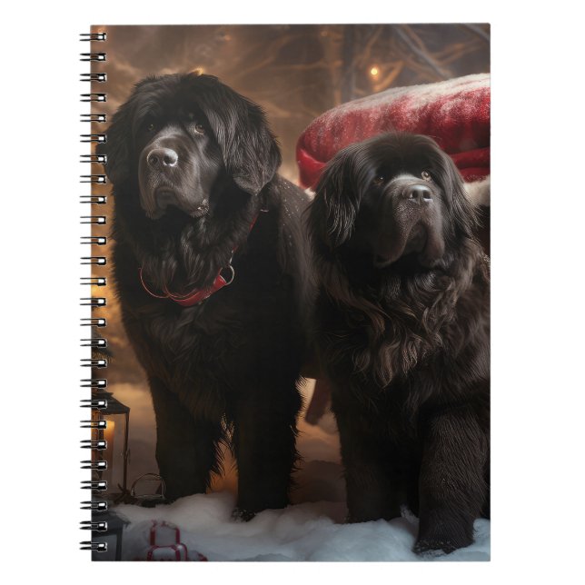 Newfoundland Snowy Sleigh Christmas Decor Notebook (Front)