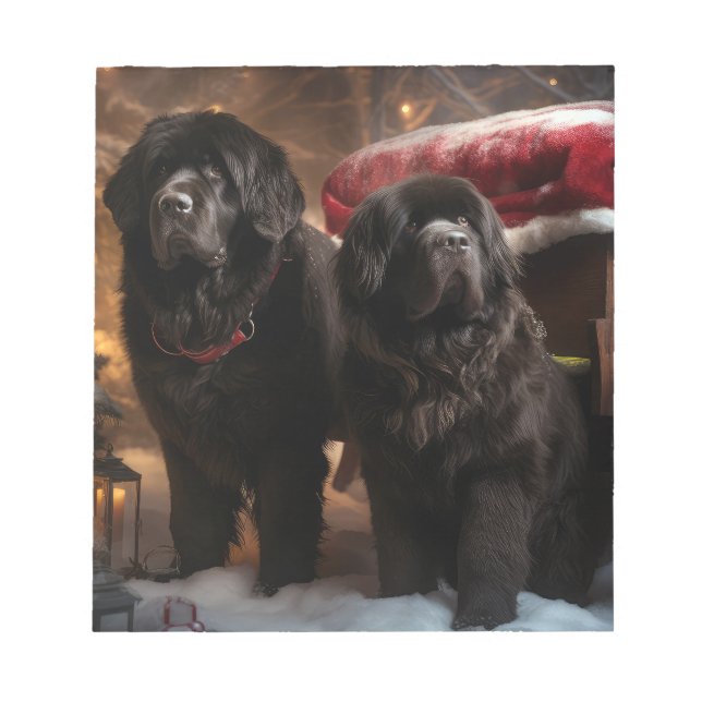 Newfoundland Snowy Sleigh Christmas Decor Notepad (Front)