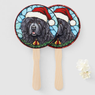 Newfoundland Stained Glass Christmas Hand Fan
