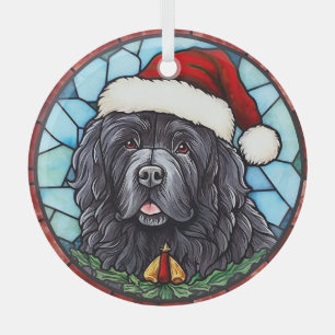 Newfoundland Stained Glass Christmas Ornament