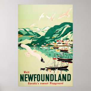 Newfoundland Travel Poster Vintage Canada Wall Art