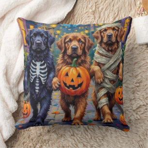 Newfoundland Trick-or-Treating Halloween Costumes Throw Pillow