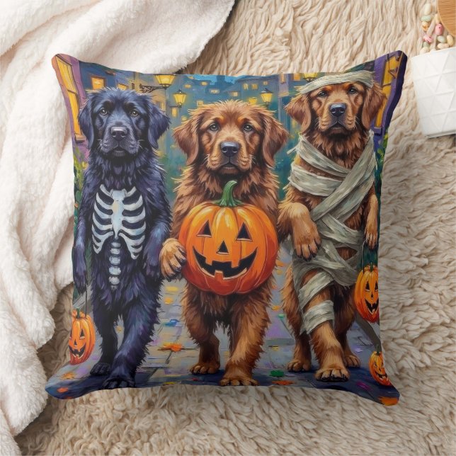 Newfoundland Trick-or-Treating Halloween Costumes Throw Pillow (Blanket)