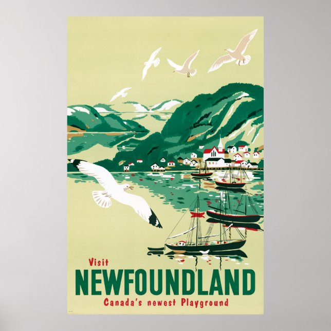 Newfoundland Vintage Travel Poster Restored (Front)