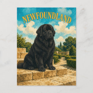 Newfoundland, Vintage Watercolor Dog Art Postcard
