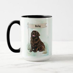 Newfoundland Watercolor Personalized Dog Mug