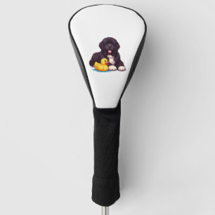 Newfoundland with a rubber duck golf head cover