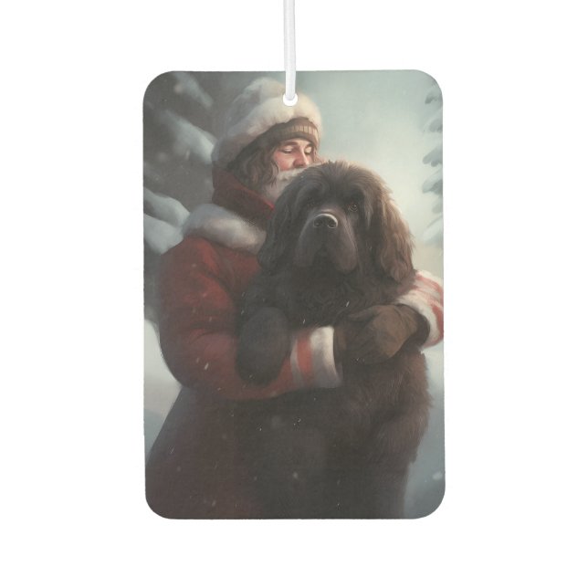 Newfoundland With Santa Claus Festive Christmas  Air Freshener (Front)