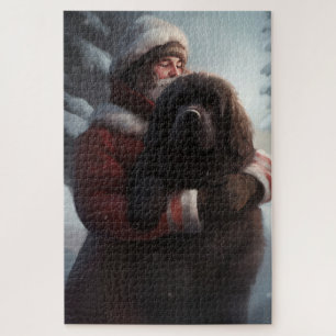 Newfoundland With Santa Claus Festive Christmas  Jigsaw Puzzle