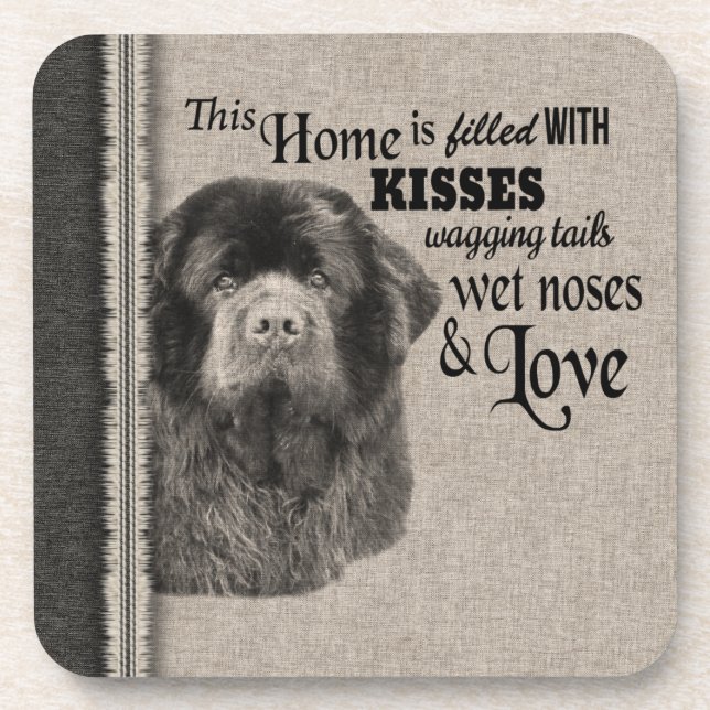 Newfoundlander vintage portrait cute quote coaster (Front)
