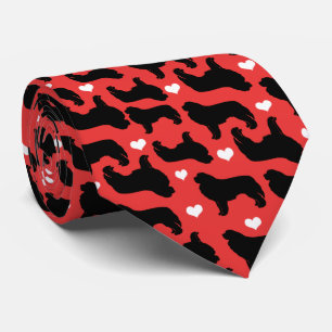 Newfoundlands Newfies with Hearts Red Pattern  Tie