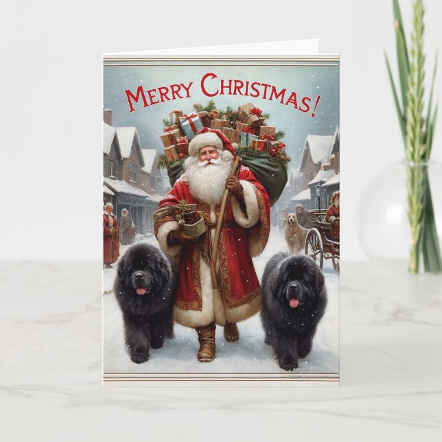 Newfs avec Antique St Nick Carte de Noël (Devant)