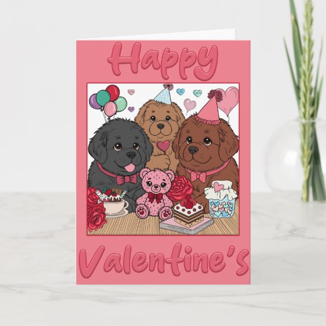 Newfy Valentine's Day Party (blank inside) Holiday Card (Front)