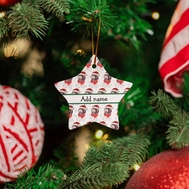 Newfypoo Dog Breed Christmas Stars Ceramic Ornament (Creator Uploaded)