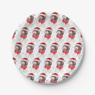 Newfypoo Dog Breed Christmas Stars Paper Plate