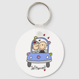 Newleywed Just Married Stick Figures Keychain